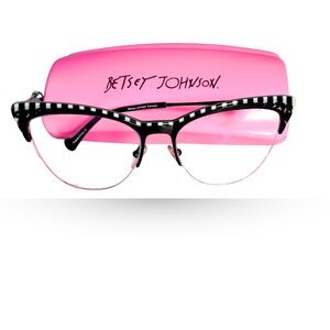 Betsey Johnson Black and White Cat-Eye Glasses
